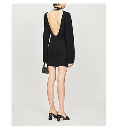 Shop Off-white Industrial Logo-print Knitted Mini Dress In Black
