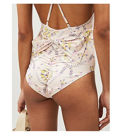 Shop Loveshackfancy Millicent Tie Dye-print Swimsuit In Lemon+dream