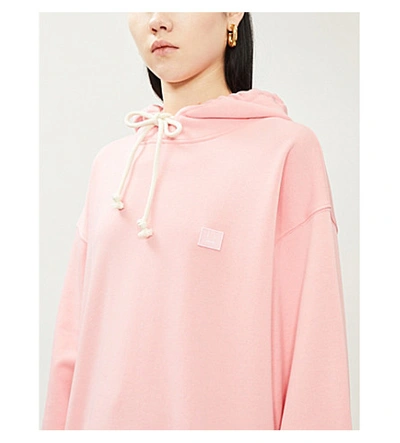 Shop Acne Studios Farrin Face-patch Cotton-jersey Hoody In Light Grey Melange