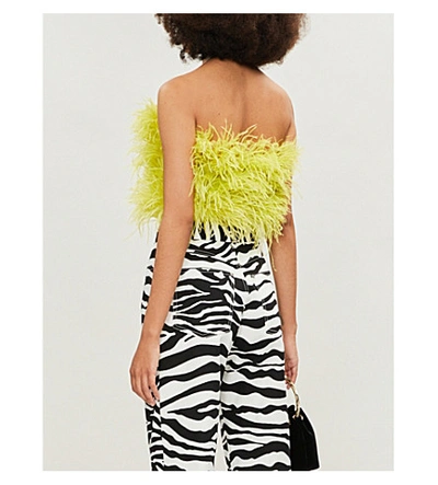 Shop Attico Bandeau Feather Top In Lime