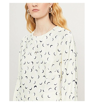 Shop Paper London Gardinia Graphic-print Frilled Woven Top In Beam It Up Ivory