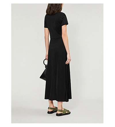 Shop Sandro Rabba Woven Twist-knot Midi Dress In Black