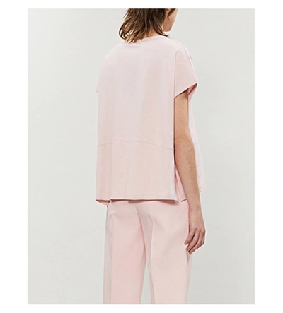 Shop Stella Mccartney Metallic Logo-print Cotton-jersey T-shirt In Ballet Pink