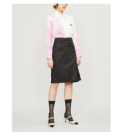 Shop Prada Tie-dye Cotton Shirt In Nero/pink