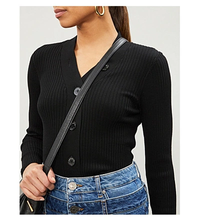 Sandro Gabrielle Ribbed Knitted Cardigan In Black | ModeSens
