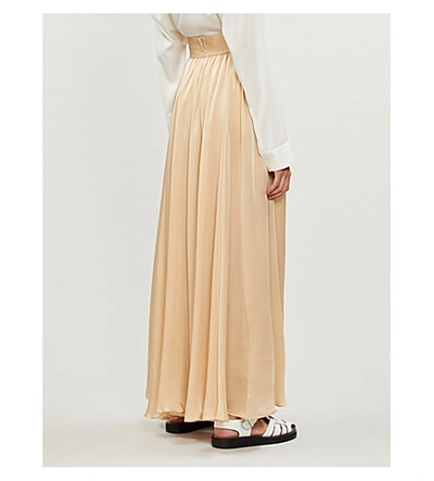 Shop Zimmermann Super Eight High-waist Silk-crepe De Chine Maxi Skirt In Champagne