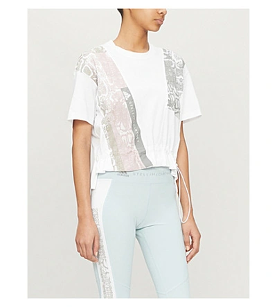 Shop Adidas By Stella Mccartney Graphic-print Cotton-jersey T-shirt In Mgreyh