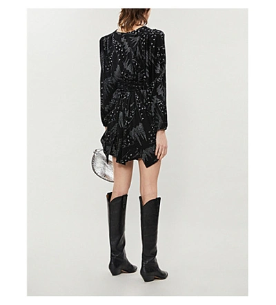 Shop Isabel Marant Vienna Geometric-pattern Crepe Mini Dress In Black