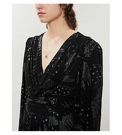 Shop Isabel Marant Vienna Geometric-pattern Crepe Mini Dress In Black