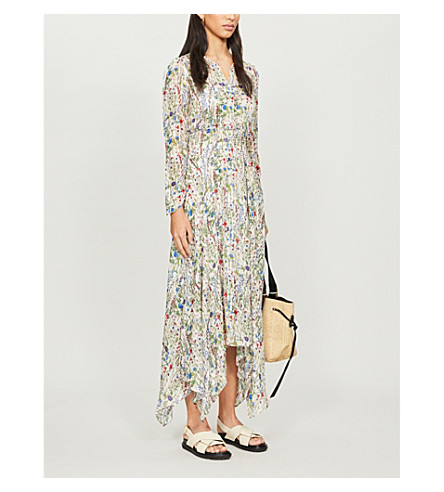 maje green floral dress