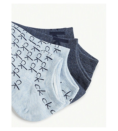 Calvin Klein Callie Logo Socks Pack Of Two In 98 Cham Htr/dneim Htr