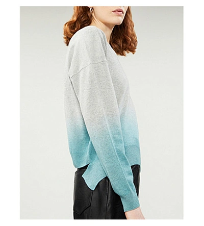 Shop Stella Mccartney Gradient-pattern Cashmere And Wool-blend Jumper In Grey+mint