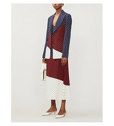Shop Gabriela Hearst Alain Patchwork Silk And Wool-blend Blazer In Mixed Polka Dots