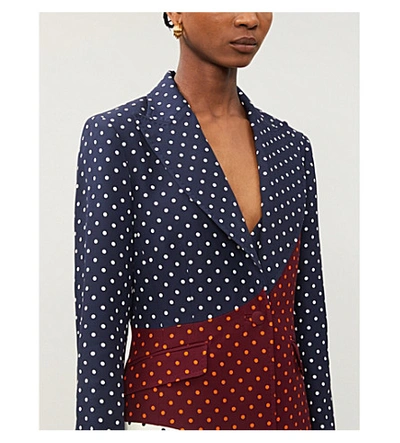 Shop Gabriela Hearst Alain Patchwork Silk And Wool-blend Blazer In Mixed Polka Dots