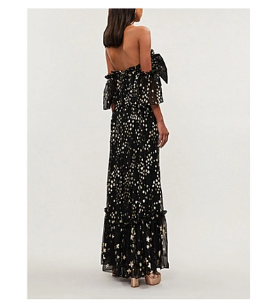 Shop Loveshackfancy Ronny Graphic-print Silk-blend Maxi Dress In Black