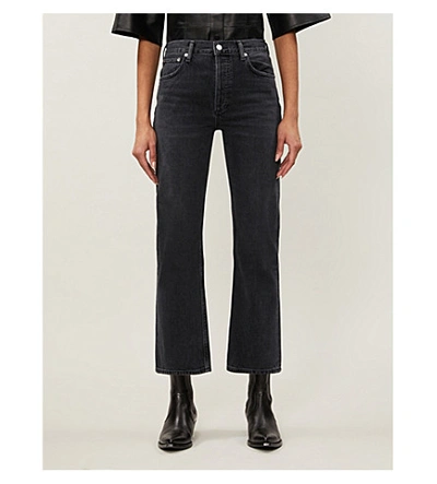 Shop Agolde Riley Straight Cropped Mid-rise Jeans In Photogram