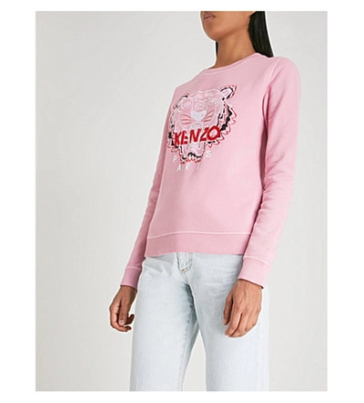 Shop Kenzo Tiger Cotton-jersey Sweatshirt In Pink