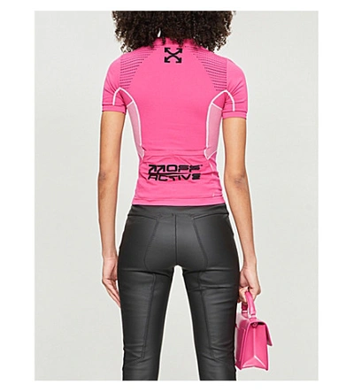 Shop Off-white Active Logo-print Stretch-knit T-shirt In Fuschia