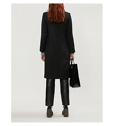 Shop Sandro Double-breasted Wool-blend Coat In Black