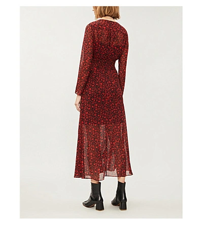 Shop Maje Ravila Floral-print Crepe Maxi Dress In Red