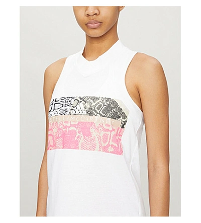 Shop Adidas By Stella Mccartney Graphic-print Sleeveless Cotton-jersey T-shirt In White