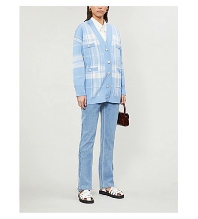 Shop Sandro Jeck Knitted Cardigan In Blue+sky