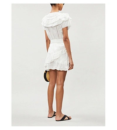 Shop Loveshackfancy Bonita Ruffle-trimmed Cotton Mini Dress In Antique+white