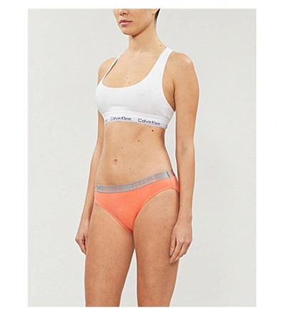 Shop Calvin Klein Radiant Cotton Logo-embroidered High-rise Stretch-cotton Bikini Brief In 6qr Breach