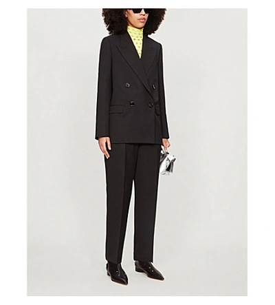 Shop Acne Studios Double-breasted Oversized Woven Blazer In Black