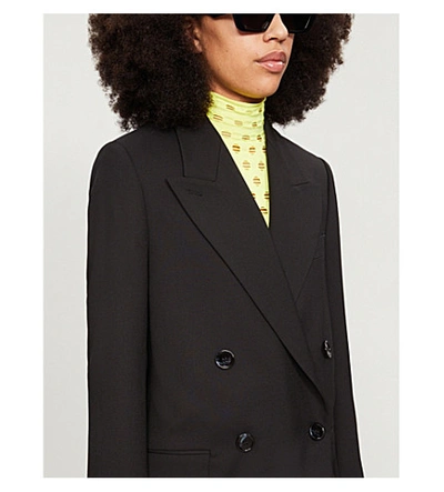 Shop Acne Studios Double-breasted Oversized Woven Blazer In Black