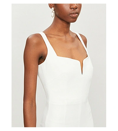 Shop Galvan London Sleeveless Fitted Crepe Jumpsuit In White