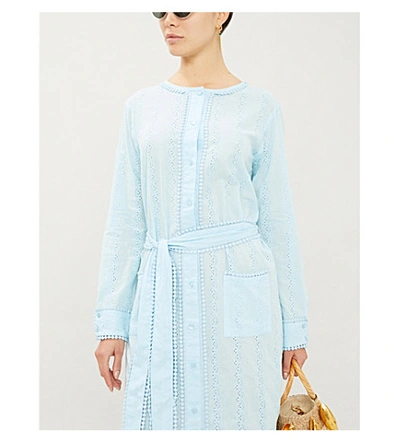 Shop Melissa Odabash Patty Embroidered Cotton Dress In Celeste