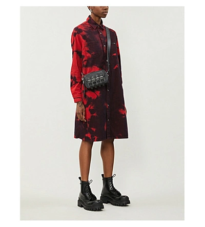 Shop Mcq By Alexander Mcqueen Tatsuko Tie-dye Pattern Cotton Shirt Dress In Red Tie Dye