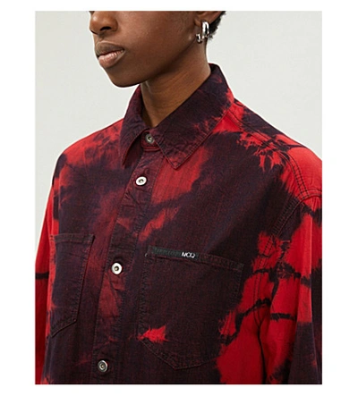 Shop Mcq By Alexander Mcqueen Tatsuko Tie-dye Pattern Cotton Shirt Dress In Red Tie Dye