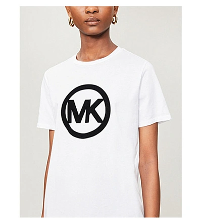 Shop Michael Michael Kors Logo Cotton-jersey T-shirt In White