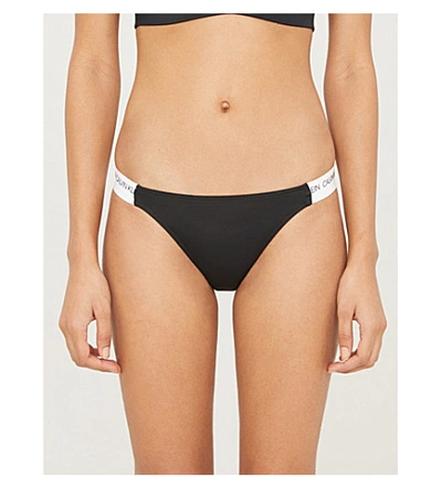 Shop Calvin Klein Ck Logo-print Bikini Bottoms In Beh Pvh Black