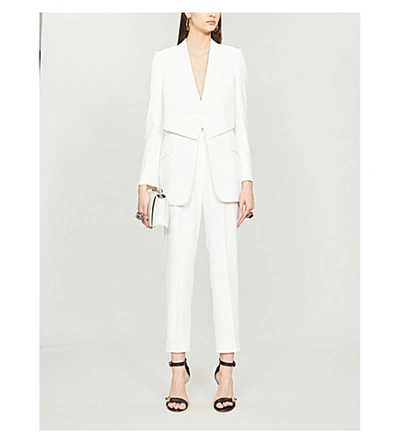 Shop Alexander Mcqueen Waistcoat-overlay Crepe Jacket In Light Ivory