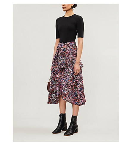 bimaterial midi dress