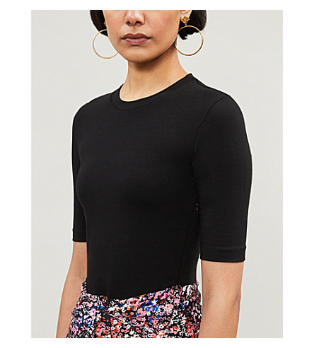 bimaterial midi dress