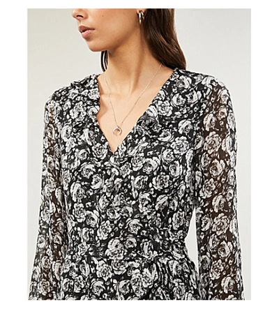 Shop Paige Shawna Floral-print Silk-chiffon Mini Dress In Black+gardenia