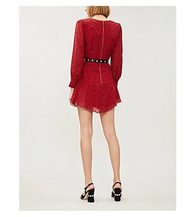 Shop Alice And Olivia Polly Leopard-print Crepe Mini Dress In Mini+leopard+ruby+black