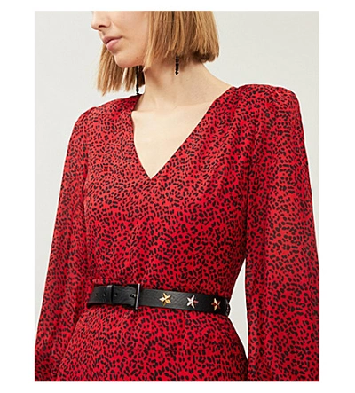 Shop Alice And Olivia Polly Leopard-print Crepe Mini Dress In Mini+leopard+ruby+black