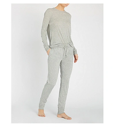 Shop Skin Long-sleeved Cotton-jerey Pyjama Top In Heather Grey