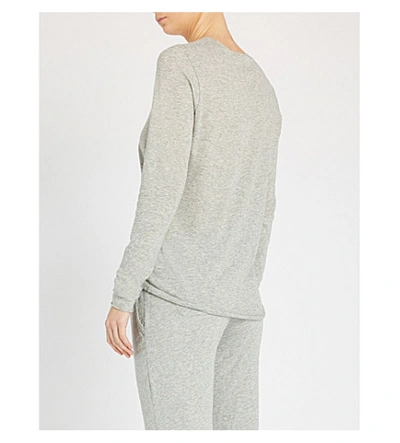 Shop Skin Long-sleeved Cotton-jerey Pyjama Top In Heather Grey