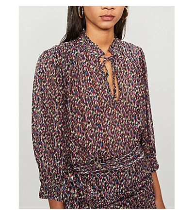 Shop Ba&sh Dalas Abstract-print Relaxed-fit Crepe Blouse In Black