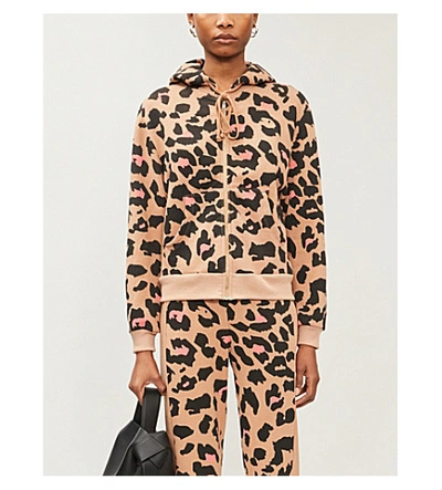Shop Wildfox Preppy Kitty Leopard-print Cotton-blend Jersey Hoody In Birch