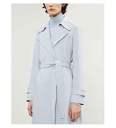 Shop Theory Oakline Belted Crepe Coat In Mist+blue