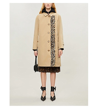 Shop Burberry Walterstone Leopard-print Cotton Trench Coat In Honey