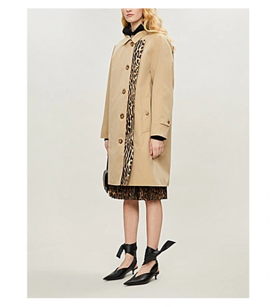 Shop Burberry Walterstone Leopard-print Cotton Trench Coat In Honey