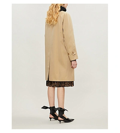 Shop Burberry Walterstone Leopard-print Cotton Trench Coat In Honey